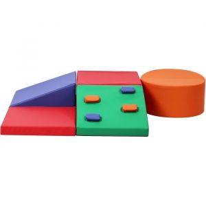 5 Blocs dEscalade/ Construction en Mousse Douce pour B&eacute;b&eacute; 1&ndash;3 Ans &ndash; Ramper Glisser et Jouer Actif &ndash;Modules de Motricit&eacute;-Rouge