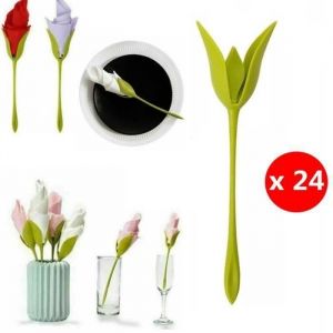 Lot de 24 Pi&egrave;ces Porte Serviette de Table Fleur Art Cr&eacute;atif Service de Table D&eacute;coration F&ecirc;te Anniversaire Mariage Porte-serviettes