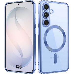 Coque Magn&eacute;tique - BOOLING - pour Samsung Galaxy S26 - Protection Transparente Contour Chrom&eacute; Bleu