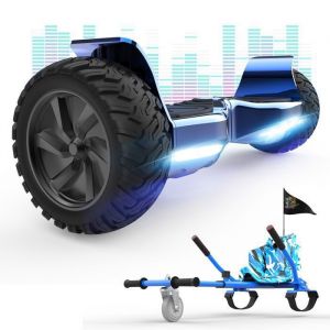 Hoverboard RCB 8.5 Pouces Scooter électrique Tout Terrain Gyropode Hummer Bluetooth LED + Hoverkart Karting Réglable Bleu