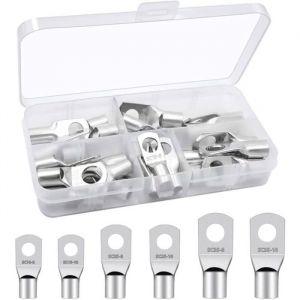 30 Pièces Cosses de CâbleCosses ElectriquesCosse a SertirCosses à Sertir de Batterie 16mm² 25mm² 35mm² -M8 M10 Ronde à