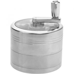 5pcs Moulin À Herbe Aluminium Argenté Tabac Cigare Grinder avec Manivelle en 4 parties-argent