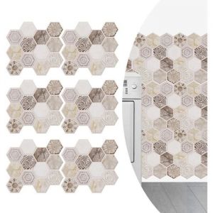 Autocollant Carreau - Adh&eacute;sif - Mosa&iuml;que - PVC - 30 x 30 cm - Marron - 6 pi&egrave;ces Multicolore CARRELAGE