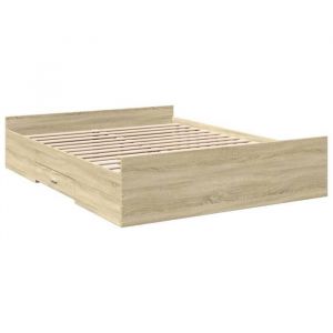 Cadre de lit - 2 personnes - à tiroirs - chêne sonoma - 160x200cm bois dingénierie LL277411