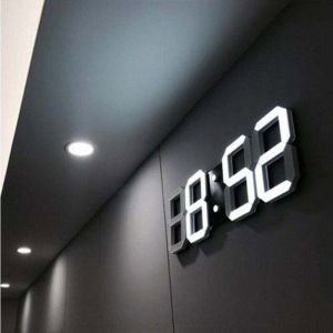 Horloge murale num&eacute;rique LED - MICH - R&eacute;veil avec alarme sonore - Snooze - Affichage date et temp&eacute;rature - 23x9x18 cm