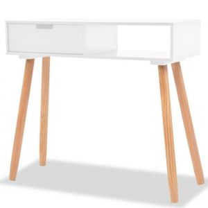 Table console Bureau Petit Bureau table dentr&eacute;e table dappoint industriel Bois de pin massif 80 x 30 x 72 cm Blanc