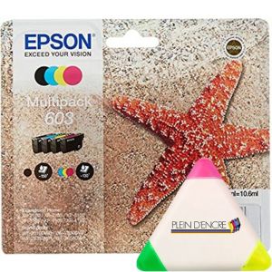 Multipack 603 Etoile de mer pour imprimante Epson  XP 2100 2105 2150 2155 3100 3105  + un surligneur PLEIN DENCRE