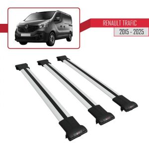 Compatible avec Renault Trafic 3 (X82) 2015-2025 FLY Model Barres de Toit Railing Porte-Bagages de Voiture (Gris) 3 Barres