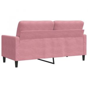 (On Sale)Canap&eacute; &agrave; 2 Places - Haute qualit&eacute; Canap&eacute; Scandinave - 2 Coussins - 2 Accoudoirs - Rose 140 cm Velours S_4489033