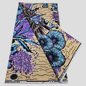 Tissu imprim&eacute; en cire de coton africain tissu grand super hollandais wax pagne dor&eacute;e-Jaune-6 verges