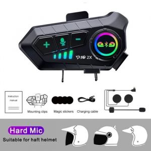 Oreillette Bluetooth YP10 pour casque de motokit dappel mains libresprise en charge de 2 coureursinterphone BT - 1PC Hard Mic