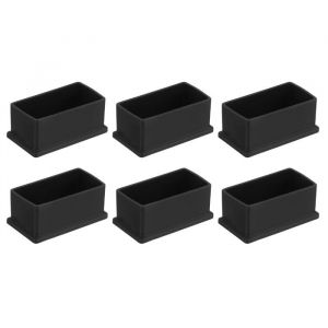 Embout Patin SOURCING MAP 6Pcs 69x39x29mm Carré en PVC pour 60x30mm Tube Noir pour Pied de Meuble Coussin Capuchon Protection de