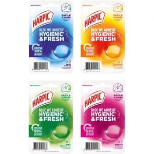Harpic - Lot découverte Harpic bloc WC adhésif Hygienic & Fresh 4x2 blocs