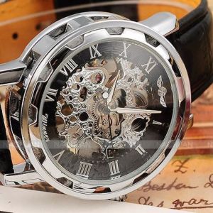 Marque De Luxe Squelette Montres MéCaniques Main Vent Montre-Bracelet En Cuir Classique Relogio Masculino Mode Pour Hommes Montre