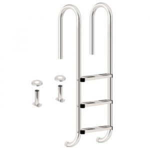 Zelsius Echelle de piscine &agrave; 3 marches en acier inoxydable V2A  50 x 265 x 132 cm - argent  avec protection antid&eacute;rapante