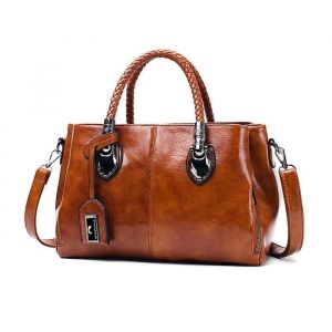 Sac a main MTOWSUC 005 Sac PU Cuir pour Femme Tendance Boston Sac &agrave; Main Vintage Sac &agrave; Bandouli&egrave;re Marron