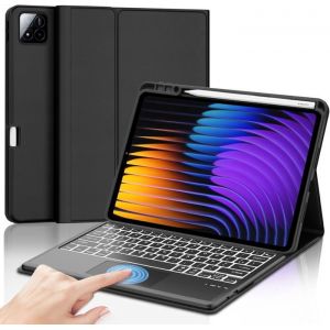 Coque Clavier avec Touchpad pour Xiaomi Pad 7/7 Pro 11.2 Pouces 2025 AZERTY Clavier Rétroéclairé Bluetooth Magnétique Noir