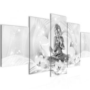 Runa art Tableau Décoration Murale Bouddha Feng Shui 150x75 cm - 5 Panneaux Deco Toile Prêt à Accrocher 016453c