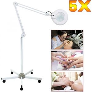 Lampe loupe LED 5 X avec Support et Roues pour cosm&eacute;tiques Broderie travaux manuels Couture travaux manuels