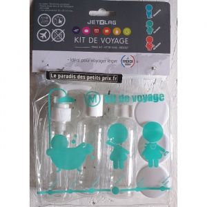 kit de voyage 7 pi&egrave;ces  flacons et pots pour voyager en avion  flacons 80 ml