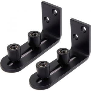 2PCS Guide Portail Coulissant R&eacute;glable Montage Mural Roues Doubles Fond Guide pour Accessoire de Quincaillerie de Porte de Grange