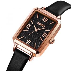 Montre femme marque de luxe 2021 quartz simple &eacute;tanche carre bracelet vrai cuir noir - cadeau pour les femmes