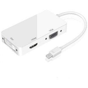 OuiSmart® Adaptateur Mini-DisplayPort vers HDMI DVI & VGA Convertisseur Audio Vidéo Multiport pour Macbook PC Projecteurs