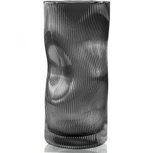Vase en verre noir et gris pour fleurs grand vase &agrave; fleurs c&ocirc;tel&eacute; haut pour dint&eacute;rieur moderne et personnalis&eacute;e