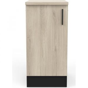 Meuble bas de cuisine 1 porte coloris chêne kronberg noir mat - Longueur 40  x Hauteur 85 x Profondeur 60 cm
