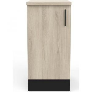 Meuble bas de cuisine 1 porte coloris chêne kronberg, noir mat - Longueur 40  x Hauteur 85 x Profondeur 60 cm