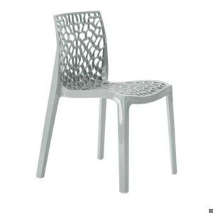 Chaise Polypropyl&egrave;ne Design Nid dAbeille de Jardin Bistrot Gruvyer Grand Soleil - Gris