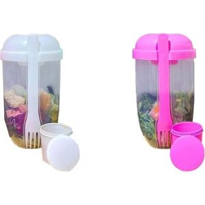 Lot De 2022 Shaker À Salade Tasse À Salade Fraîche Récipient Portable Pour Fruits Et Légumes Avec Fourchette Et Support