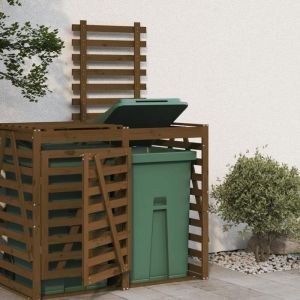 Cache Poubelle/ Extension dabri de poubelle sur roulettes - VIDAXL - brun miel bois pin CC1229206