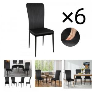 Lot de 6 Chaise de salle à mange-MENGDA-Dossier en velours et pieds en métal-Pour cuisine bar restaurant-Maximale 120 kg-Noir