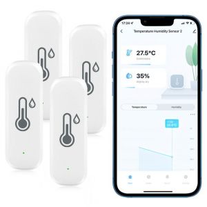 TTLIFE Lot De 4 Wifi Thermom&egrave;Tre Hygrom&egrave;Tre Int&eacute;Rieur-Capteur Temp&eacute;Rature Sans Fil Enregistreur Donn&eacute;Es Surveillance &agrave; Distance