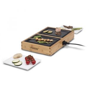 Plancha individuelle Dinner4All Princess 104020 - Habillage en Bambou - Pour 2 Personnes - Bois
