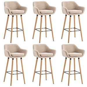 Lot de 6 Tabouret de Bar Grant en tissu - Chaise Haute de Bar Confortable Design Scandinave