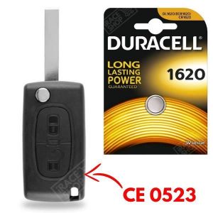 Coque 2 Boutons T&eacute;l&eacute;commande Plip Cl&eacute; pour PEUGEOT 107 207 308 307 407 807 3008 Partner + Pile CR1620 DURACELL