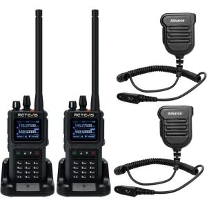 Retevis C1 Talkie Walkie Professionnel Longue Portée Étanche IP67 Microphone Alarme durgence Appel Groupe 1800mAh Rechargeable