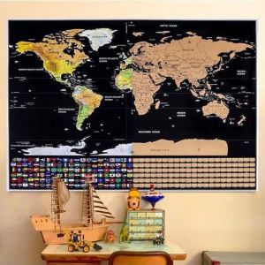 Carte du Monde à Gratter Voyage Affiche (82x59 cm) Scratch off World Map Grattez les Endroits Que Vous Avez Visité