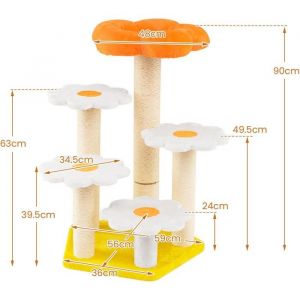 GIANTEX Arbre &agrave; Chat XXL en Forme de Fleur dInt&eacute;rieur Hauteur 90CM Griffoirs en Sisal Centre d&rsquo;Activit&eacute;s de Chaton