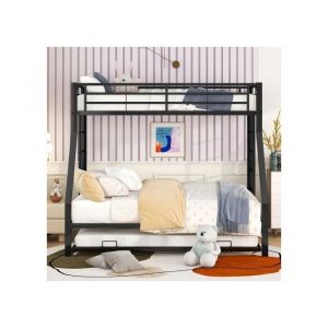 O.Ye Lit Superpos&eacute; 3 Couchages en M&eacute;tal 90(140)x200cm avec Lit Gigogne &Eacute;chelle des Deux C&ocirc;t&eacute;s pour Enfants Adult LITS SUPERPOSES