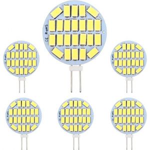 Ampoule G4 LED 3W AC/DC12-24V 300LM Blanc Froid 6000K 24x5730 SMD Non-Dimmable G4 Ampoule Ronde LED &Eacute;clairage Encastr&eacute; 6pcs