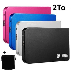 HDD 2.5 USB 3.0 Disque Dur Externe Mobile Portable Stockage 2To 2TB Rouge 12*7*1cm avec Pochette Sac de Stockage en Tissu
