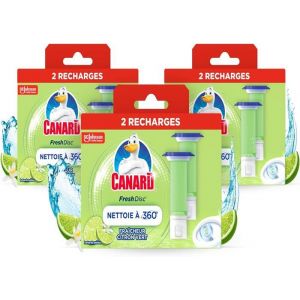Canard WC Fresh Disc Recharges Citron Vert - Bloc WC Sans Cage Nettoyant - Nettoie à 360° - 6 Recharges