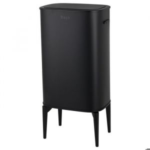 Bayt Poubelle  sur Pieds &ndash; Poubelle 60L en Inox Noir &ndash; Bac &agrave; D&eacute;chets Moderne &ndash; Poubelle Design Cuisine