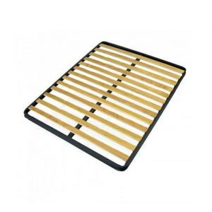 Sommier &agrave; lattes fixe - MARQUE - 140x190 cm - Bouleau/Eucalyptus - Cadre peint - Barre de renfort