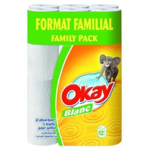 OKAY Essuie-tout blanc 12 rouleaux