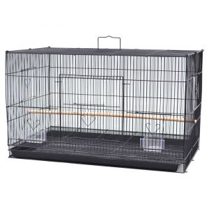 Cage Oiseaux Volière portable en Métal pour oiseaux de petite et moyenne taille - ERROLVES - Noir - 75.5*45*45 CM