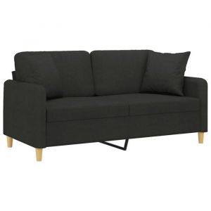 RemiseCanapé - CLIC-CLAC - 2 places avec oreillers décoratifs noir 140 cm tissu JILIMAISON2025 90535704